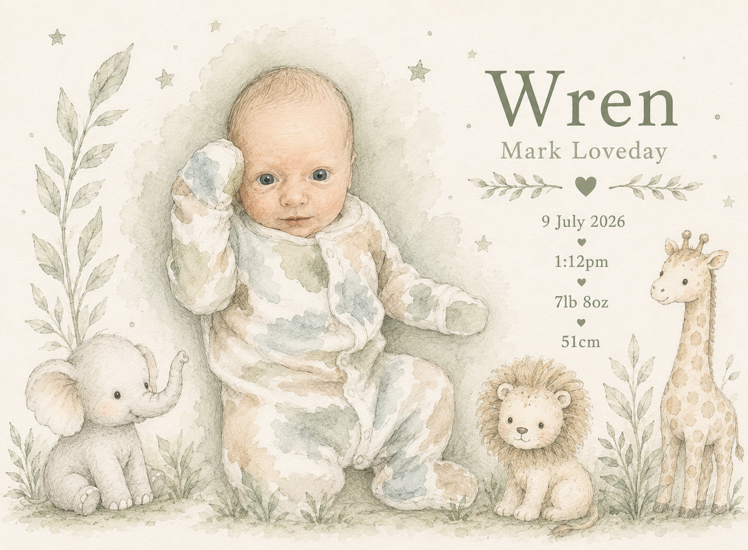 Birth Announcement — Baby Wren